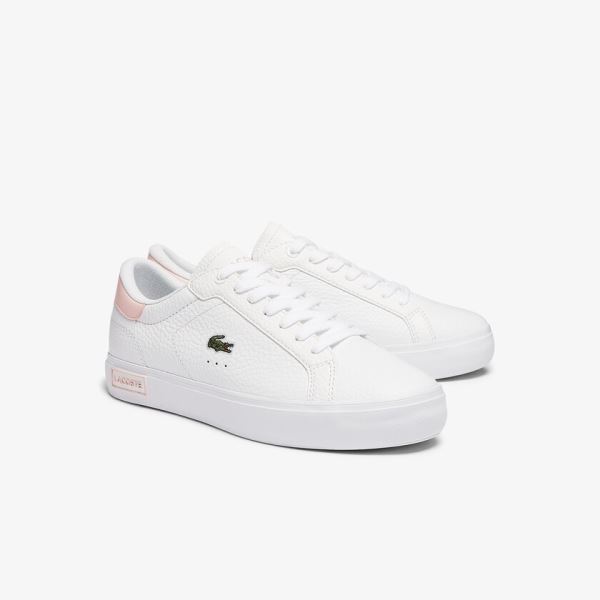 Lacoste Powercourt Leather and Synthetic Sneakers - Tenisky Dámské Bílé / Světle Růžové | CZ-Gt5IYY